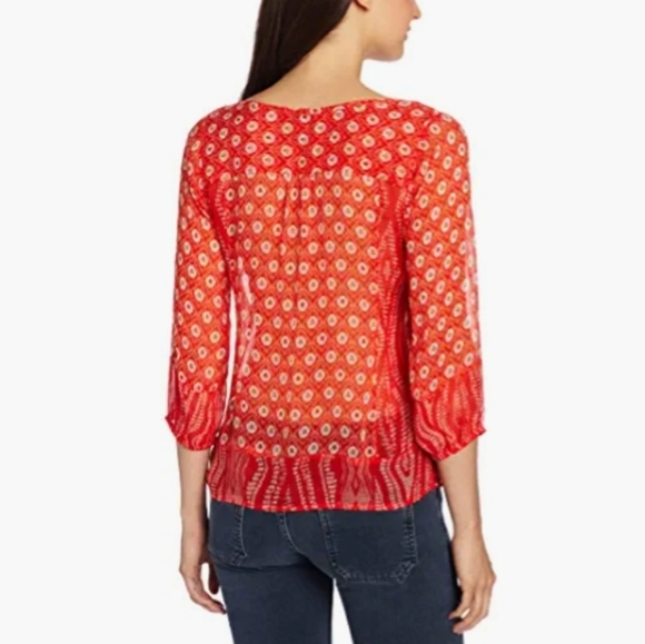 Lucky Brand Women's Caley Sheer Mixed Printed Top - Picture 2 of 14